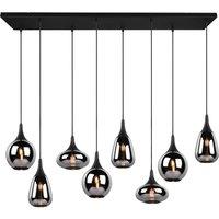 Trio Lighting LUMINA pendant light, 8-bulb, black/chrome, glass
