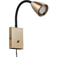 Trio Lighting Wanda wall light with plug, matt brass
