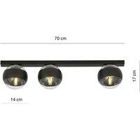 EMIBIG LIGHTING Linear ceiling light, black/clear, 3-bulb