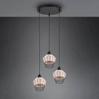 Reality Leuchten Borka pendant light, 3-bulb, circular, natural