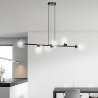 EMIBIG LIGHTING Glassy pendant light, 6-bulb, black, clear, glass, 110 cm