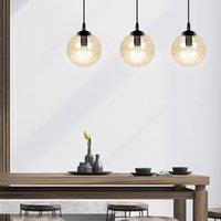 EMIBIG LIGHTING Glassy pendant light, 3-bulb, straight, black, amber, glass
