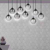 EMIBIG LIGHTING Glassy pendant light, 9-bulb, black, graphite, glass, E14