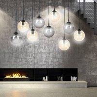 EMIBIG LIGHTING Glassy pendant light, 9-bulb, black, graphite/amber/clear, E14