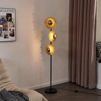 Lindby Senmia floor lamp in gold, 3-bulb