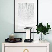 FISCHER & HONSEL Gilli table lamp, black/white, linen, metal, height 29 cm