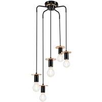 Envostar Yorik hanging light, 5-bulb, black/light wood