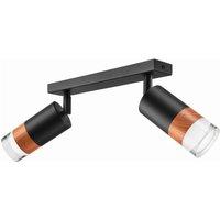 Envostar Fida ceiling spotlight, 2-bulb, black