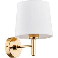 Argon Polo Plus wall light with textile shade, brass/cream