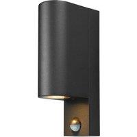 Prios outdoor wall light Tetje, black, round, sensor