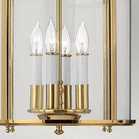 HINKLEY Gentry pendant light, 4xE14, polished brass/clear