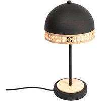 Lindby Lonnaris table lamp with rattan, black