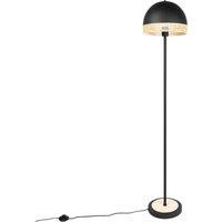 Lindby Lonnaris floor lamp with rattan, black