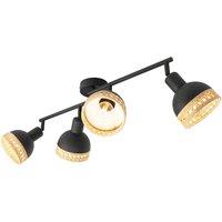 Lindby Lonnaris spotlight, rattan, black, 4-bulb.