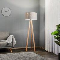 Quitani Arim floor lamp, beech, grey felt, tripod