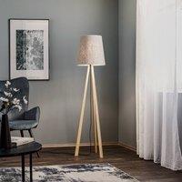 Quitani Tripod floor lamp Jata, wood, felt, grey