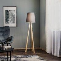 Quitani tripod floor lamp Jata, wood, chintz graphite