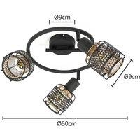 Lindby Eudoria ceiling lamp 3-bulb black/gold