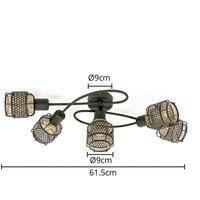Lindby Eudoria ceiling lamp 5-bulb black/gold