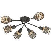 Lindby Eudoria ceiling lamp 6-bulb black/gold