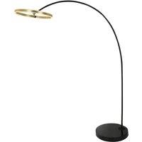 Lucande LED arc lamp Yekta, brass-coloured, 183 cm, dimmable