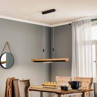Quitani LED hanging light Keijo, black/oak, 103 cm