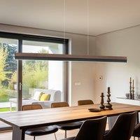 Quitani LED hanging light Keijo, black/nut, length 143 cm