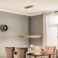 Quitani LED hanging light Keijo, nickel/oak, 103 cm