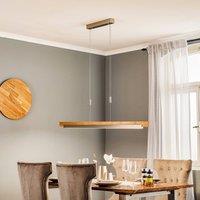 Quitani LED hanging light Keijo, nickel/oak, 123 cm