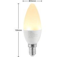 Lindby LED candle bulb, E14, C35, 4.5W, opal, 3000K, set of 2