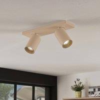 Arcchio Brinja spotlight, brown, angular, 6 cm, 2-bulb, GU10