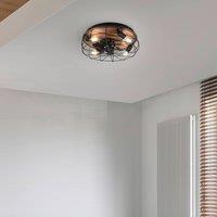 Reality Leuchten Trondheim ceiling fan, remote, 4 x E27, black