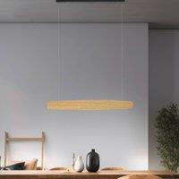 Quitani LED pendant light Persida, 98 cm long, oak, 2,700 K