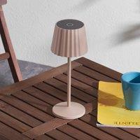 Lindby LED rechargeable table lamp Esali, beige, metal, IP65