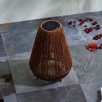 Lindby LED solar light Amaria, rattan, dark, 27 cm