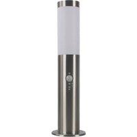 Lindby Statius pillar light, grey, stainless steel, sensor, 45 cm