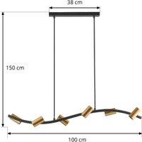 Lindby pendant light Anito, black/gold, metal, 100 cm, E27