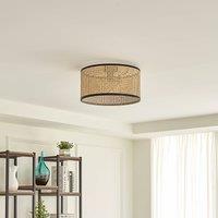 Lindby Yaelle ceiling lamp, 22 cm high, rattan, black, E27