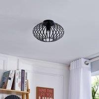Lindby Maivi ceiling light, black, 30 cm, iron, cage