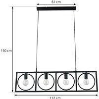 Lindby pendant light Mateja, black, metal, 112 cm, 4-bulb.