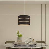 Lindby pendant light Tsomo, 40 cm, black, fabric, E27
