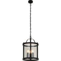 Lucande pendant light Eryk, 23 cm, black, glass, 3-bulb