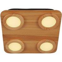 Lindby LED spot Joren, wood, 38 x 38 cm, 4-bulb, 3,000 K