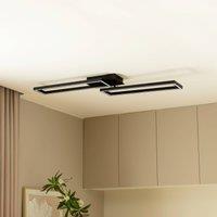 Lucande LED ceiling lamp Tjado, 100 cm long, black, metal