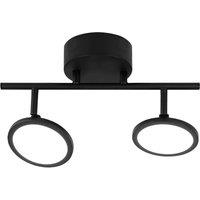 Lindby LED spot Manel, black, iron, 35 cm long, 2-bulb.