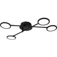 Lindby LED ceiling light Manel, black, iron, 60 cm long