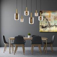 Lucide Joanet hanging light, smoky grey/black, glass, 132 cm long