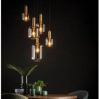 Lucide Joanet hanging light, smoked glass, 5-bulb