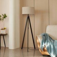 Lindby Herry floor lamp, black, wood, tripod, 153 cm
