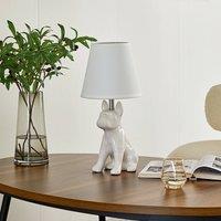 Lindby table lamp Herry, white, ceramic, dog, 46.5 cm high